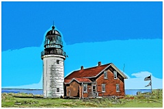 Maine's Highest Beacon is Seguin Island Light - Digital Painting
